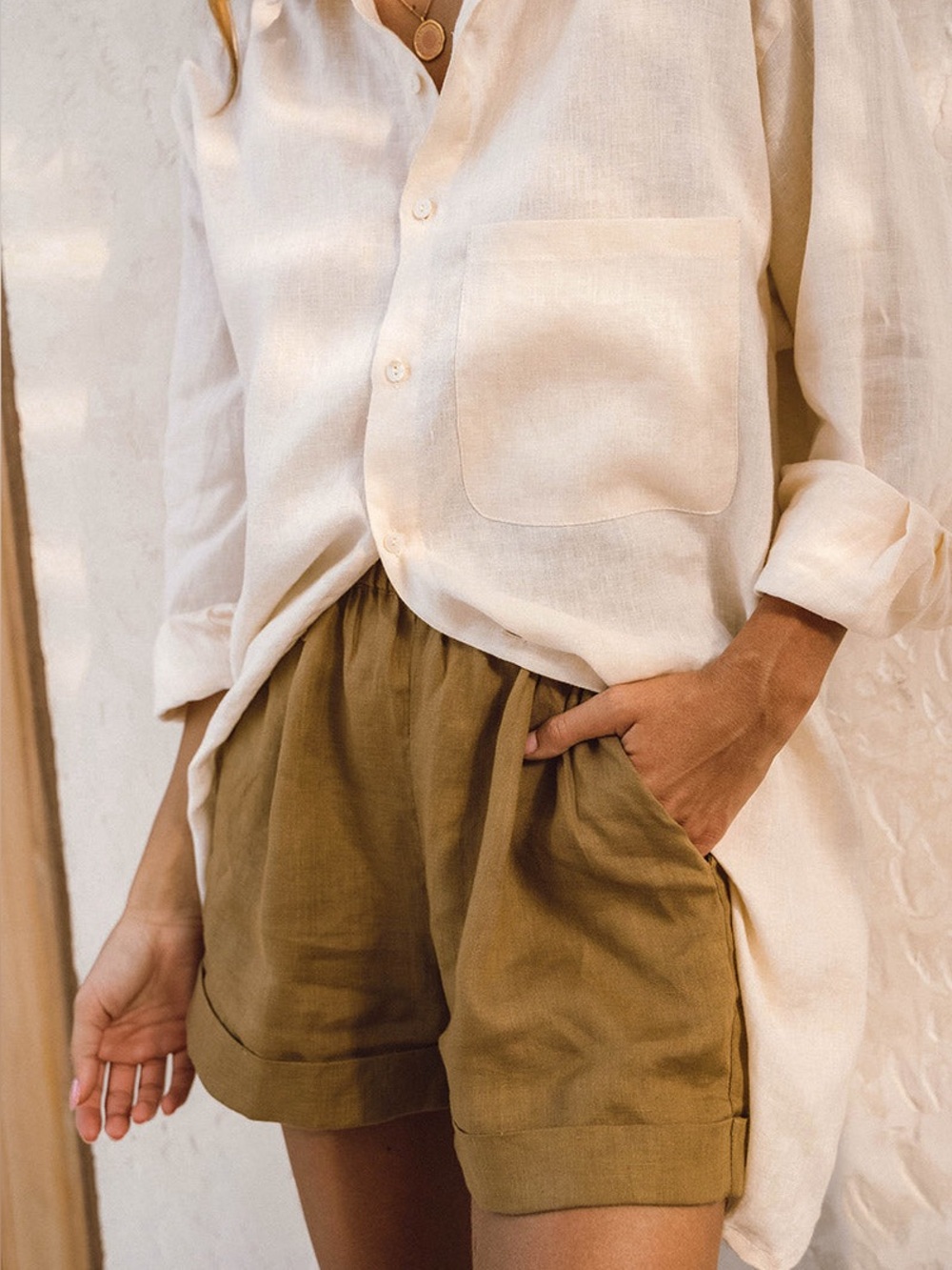 ROVE Summer Shorts Taupe Linen XL 100% French Flax